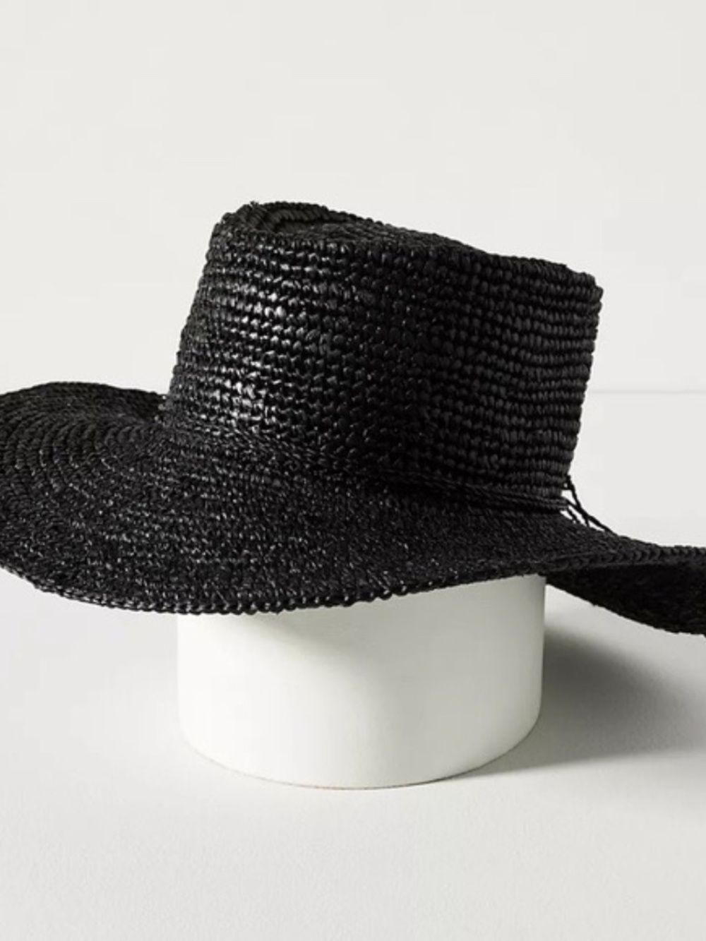 NWT Anthropologie Black Raffia Boater Hat - Picture 2 of 4